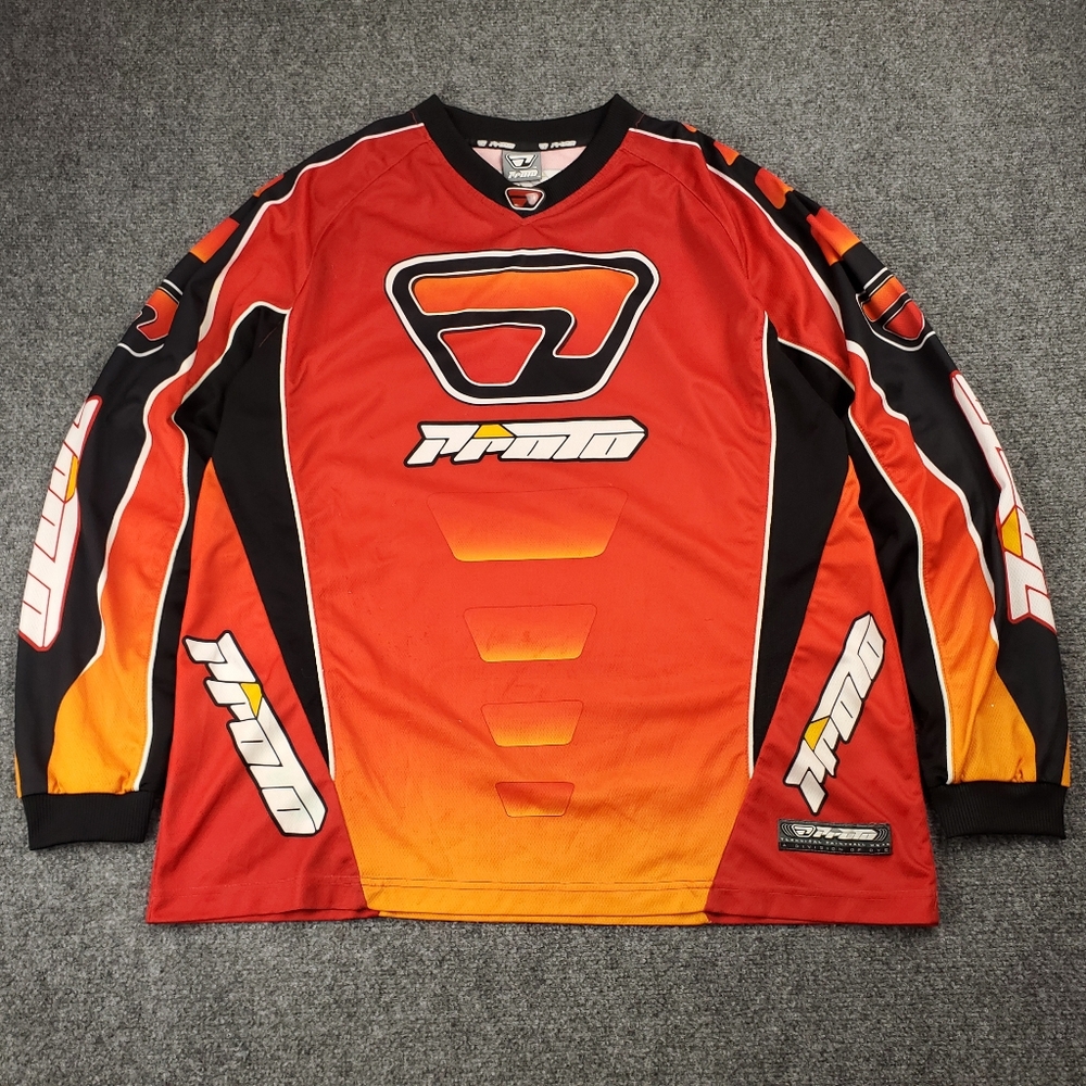 Vintage Proto Dye Paintball Jersey Gradient Spellout Orange Y2K Motorcross Large